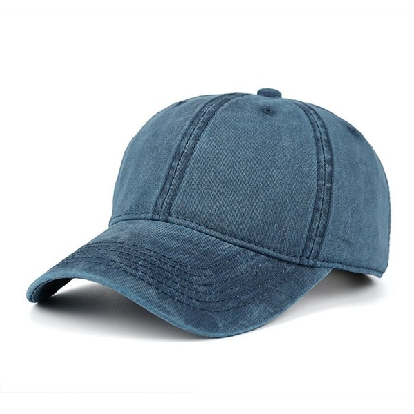 WINCAN Vintage Washed Dyed Cotton Twill Low Profile Adjustable Baseball Cap - Navy Blue - C017YCHMMSE