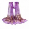 Women Peacock Scarf Shawl Flower Long Soft Wrap Stole Pashmina Infinity Scarves - Purple - CP18763RWU7
