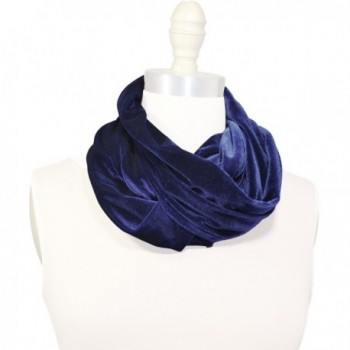 Infinity Loop Scarf Soft Plush Velvet Many Colors Women's Warm Fall Winter Accessory Made in the USA - Navy - CH1882XWCYC