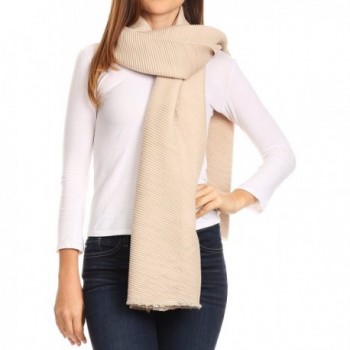 Sakkas Cara Pleated Crinkle Soft and Warm Shawl/ Wrap/ Stole - Beige - CI185QKT4IU