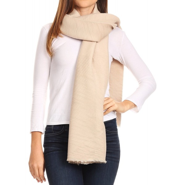 Sakkas Cara Pleated Crinkle Soft and Warm Shawl/ Wrap/ Stole - Beige - CI185QKT4IU