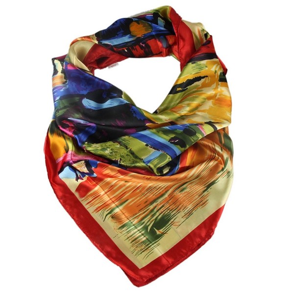 Binmer(TM)Women Size 90x90cm Imitated Silk Square Scarf Shawl - A - CP11VDQ3OA9