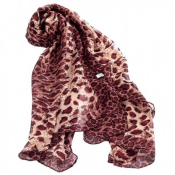 Jemis Women' s Youngful Leopard Silk Scarf 165*52CM - Brown - CU11QJSVC65