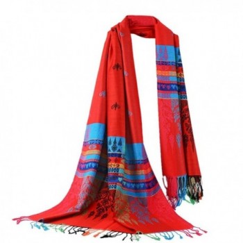 DEESEE(TM) Hot Lady Women Double Sided Little Bee National Wind Scarf Wrap Shawl - Red - CC12MYVLXTE