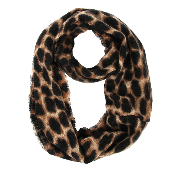 Women's Leopard Print Infinity Scarf - Warm Lightweight Acrylic Cheetah Loop Circle Scarves for Ladies and Girls - CD18629MS4Q