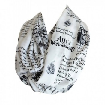 Etwoa's Lewis Carroll Alice in Wonderland Book Quotes White Infinity Scarf - C712O229B3T