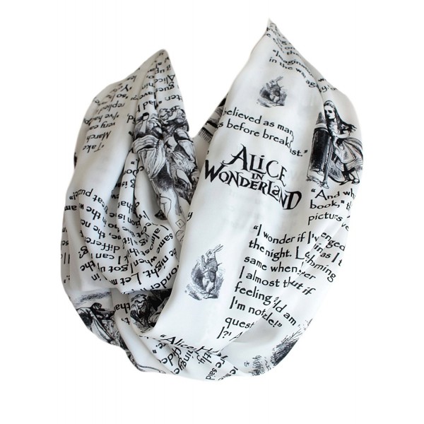 Etwoa's Lewis Carroll Alice in Wonderland Book Quotes White Infinity Scarf - C712O229B3T