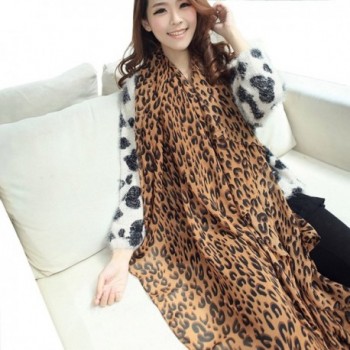 KM Women's Spring and Autumn Leopard Scarf - Coffee - CF11OYPHKUR