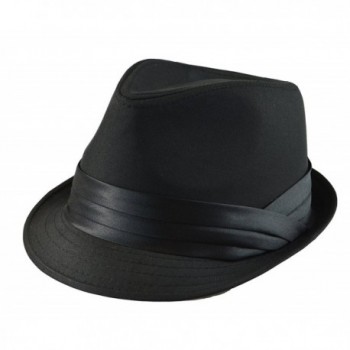 Mens Classic Fedora Plain Basic Solid Trilby Plain Trilby Hat S/M- L/XL WHI- BLK - Black - CG125L7D17H