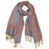 Peach Couture Women's Ravishing Reversible Jacquard Paisley Shawl Wrap Pashmina - Grey/ Rust - C61875LY90R