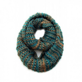 Plum Feathers Two Tone Crochet Knit Infinity Scarf - Teal-taupe - CU11NQURO93