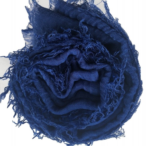 Crimp Frayed Edges Crinkle Maxi Scarf Cotton Hijab Scarves UK - Crinkle Indigo 24 - CZ182Q9IK5Y