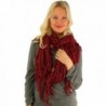 Winter CC Soft Chenille Net Tassle Fringe Thick Knit Infinity Scarf Wrap - Burgundy - CO187GEO3N2