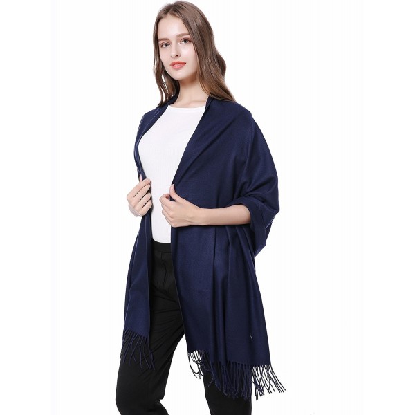 JAKY Global Cashmere Scarf Pashminas Wraps Shawl Super Soft Warm 78" x 27" Scarves Women Men - Navy - CR12N9LBAV5