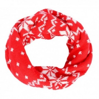 EUBUY Knitted Snowflake Style Winter Neck Warmer Circle Loop Scarf Scarves Wrap For Baby Toddler Kids(Red) - Red - CJ11PSQ69TT