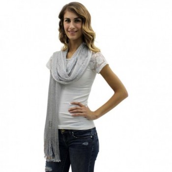 Silver Lightweight Mesh Metallic Scarf