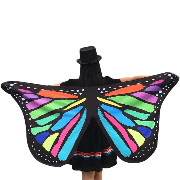 Fashion Soft Fabric Butterfly Wings Scarf Shawl-Buedvo Nymph Pixie Costume Print Tassel - Multicolor - CV12ODOW9QJ