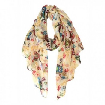 Herebuy - Cute Owl Printed Scarf for Winter Lightweight Women's Scarves Shawl - Beige01 - CS182XQH5GL