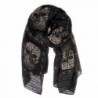 Riah Fashion Sugar Skull Scarf - Long Oversized Lightweight Printed Shawl Wrap - Hdf1545bk - C3189SSCM4E