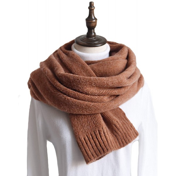 Women Knit Scarf- Faurn Thick Warm Soft Simple Neck Scarves Lambswool Pashmina Feel - Sienna - CG188TRWZXM