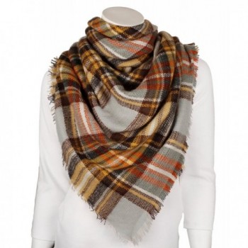 Women's Plaid Design Multicolor Blanket Scarf - 7 Color Options - Light Blue - Multi - C912O47725H