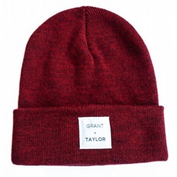 Grant and Taylor Men's Cuff Beanie Knit Cap Hat- Unisex- 100% Soft Acrylic - Burgundy Heather - CA182553Q4Z