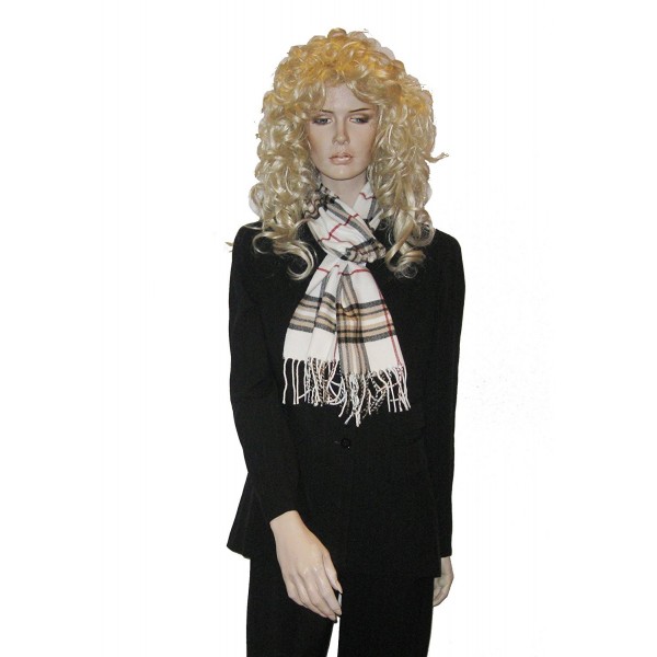 Cashmere Feel Unisex Pashmina Scarf in Checks and Plaid (IVORY) - Ivory - CY115LO76D1