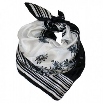 Ted and Jack - Summertime Silk Feel Neckerchief Scarf - Black Stripes - C312G54INAT