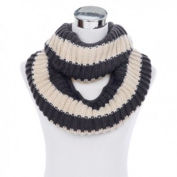 Premium Winter Striped Infinity Charcoal in Cold Weather Scarves & Wraps