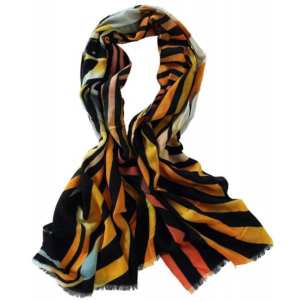 Veniroc Women Cashmere Scarf Hand Painted Artistic Scarves Lightweight Shawl Wraps - Stripe - CV12NGC2EV5