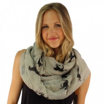 Light Soft Kentucky Derby Race Horse Wide Circle Loop Infinity Scarf Shawl - Lt. Gray - CF11OI1KJNR