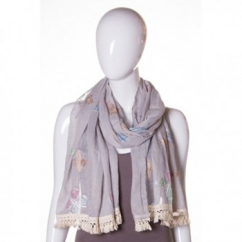 Womens Premium Collection Embroidered Butterfly in Fashion Scarves