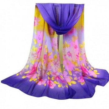 Bestpriceam Women Lady Chiffon Butterfly Print Neck Shawl Scarf Scarves Wrap Stole - Purple New - CQ12H7HWZY9