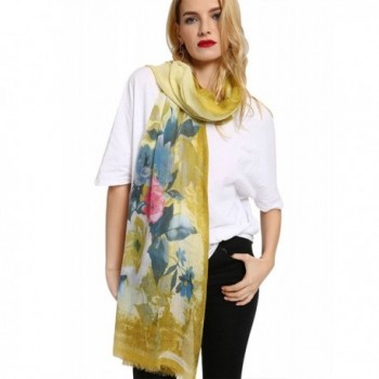 GERINLY Summer Scarfs Rosa Chinensis Print Beach Wrap Womens Travel Shawls - Yellow - C418C3TL4NG