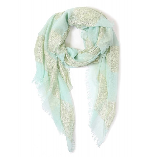 Women's Light weight Oblong Sparkle Shimmer Glitter Accented Scarf. - Aqua - CU182WCGXEN