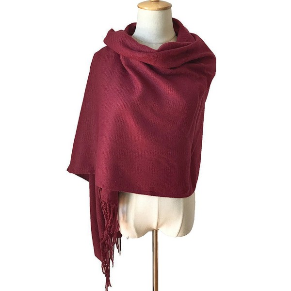 Cashmere Winter Solid Luxurious Shawls - Wine Red - CO1887SOLE7
