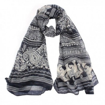 AutumnFall New Ladies Neck Stole Elephant Print Long Scarf Shawl Wrap Pashmina - Black - CO1257UDXH1