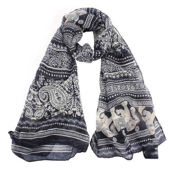 AutumnFall New Ladies Neck Stole Elephant Print Long Scarf Shawl Wrap Pashmina - Black - CO1257UDXH1