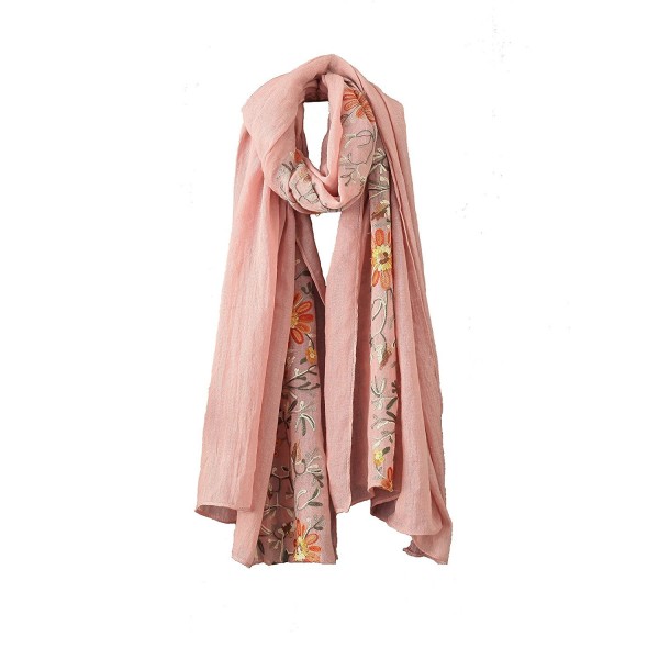 Welltogther Womens National Style Lightweight Neck Scarves Flower Wrap Shawl &iexcl&shy - Pink - CB1880WXGLH