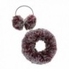 Two-Tone Faux Fur Infinity Scarf & Earmuff Set - Burgundy - CZ128O8QC67