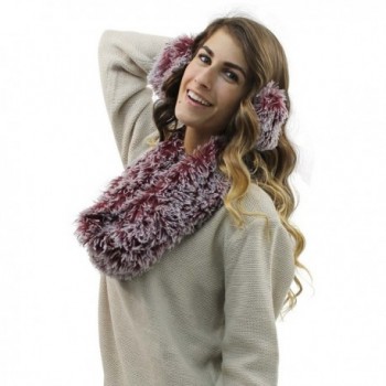 Burgundy Plush Infinity Scarf Earmuff in Cold Weather Scarves & Wraps