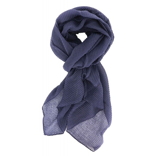 7 Seas Republic Women's Solid Pleated Fashion Scarf - Navy - C0188I73D0K