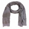 Peach Couture Classic Lightweight Heavenly Henna Paisley Printed Eyelash Fringe Scarf - Grey - CA11Y9PGW79