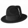 Differenttouch Men's 100% Wool Felt Soft & Crush-able Feather Fedora Hats He04 - Black - CB11N32P34R