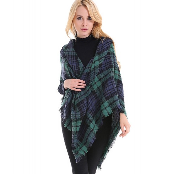 Wonderfit Women Plaid Blanket Scarf Large Tartan Shawl Wrap - Deep green - CP12N0C18CI