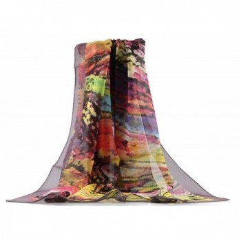 Jocelyn Nord Fashionable Silk Big Square Scarf 100% Mulberry Silk - Colorful Ink - CH18647Q972