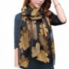 Womens Summer Breeze Lightweight Sheer Wrap Organza Gauze Scarf - Black-golden Flower - CB183OHK40U