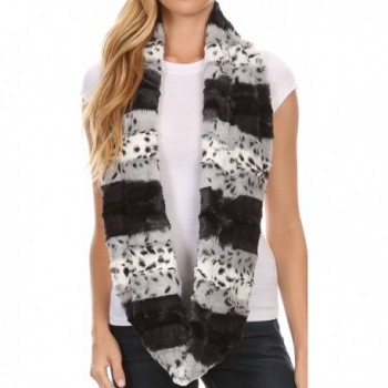 Sakkas Manula Long Wide Infinity Wrap Around Fuzzy Fur Fall Winter Classic Scarf - Grey - CQ12HHVJKRP