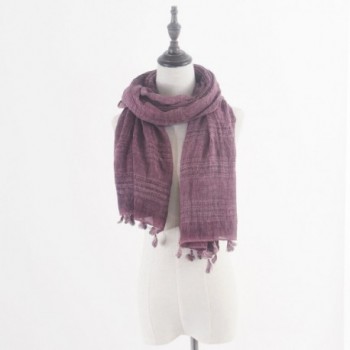 Aquazolax Lightweight Checked Tassels Burgundy in Cold Weather Scarves & Wraps