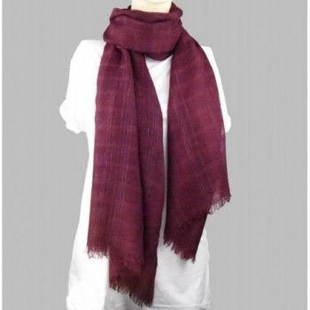 Scarves Silver Strips Tassels Burgandy in Fashion Scarves